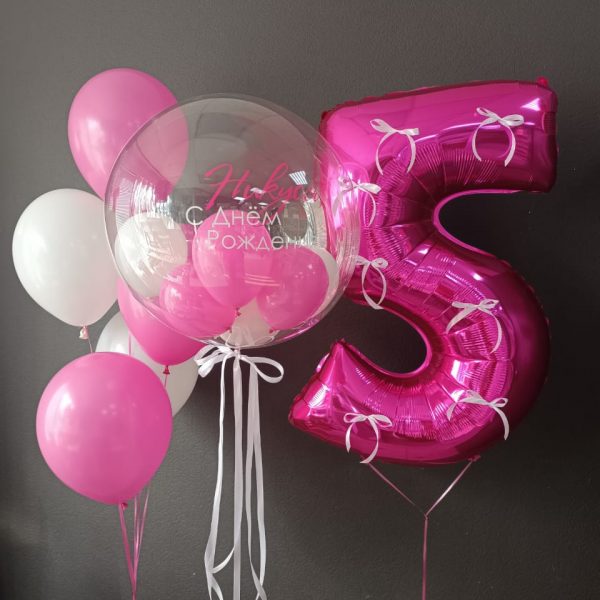 Композиция из гелиевых шаров для девочки на 5 лет