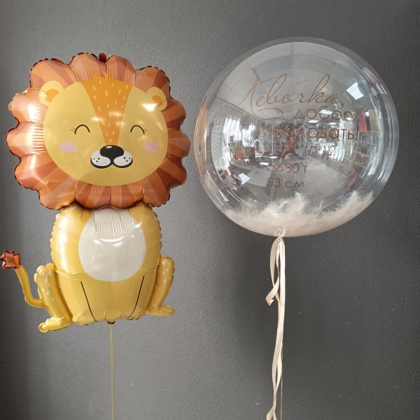 Композиция из гелиевых шаров Лев на выписку из роддома