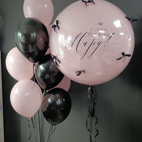 Композиция из гелиевых шаров для девочки с бантиками