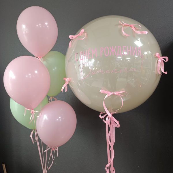 Композиция из гелиевых шаров для девочки с бантиками