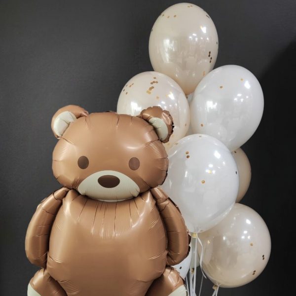 Композиция из гелиевых шаров с мишкой Барни