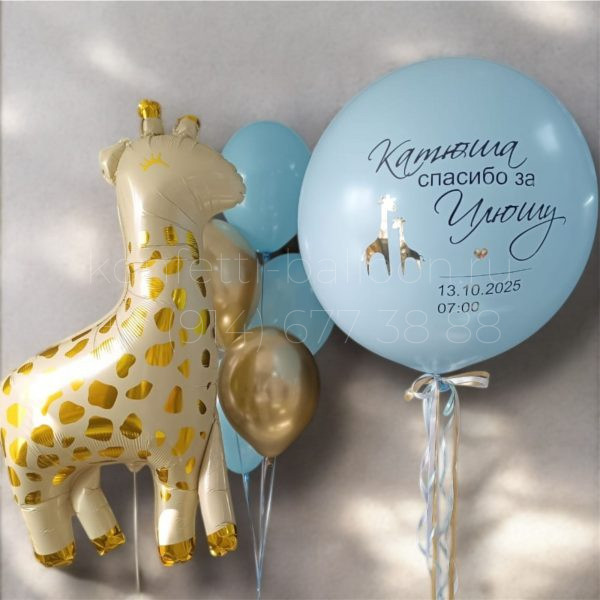 Композиция из гелиевых шаров на выписку из роддома