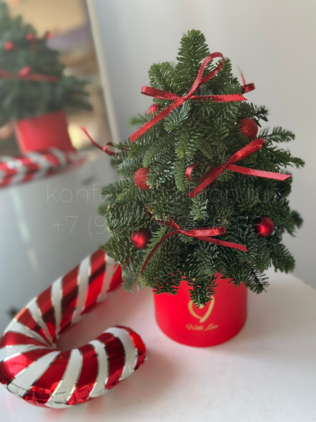 Мини бокс с пихтой Ёлочка в красном цвете