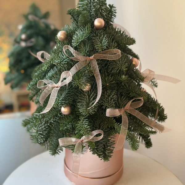 Средний бокс с пихтой Ёлочка в цвете розовое золото