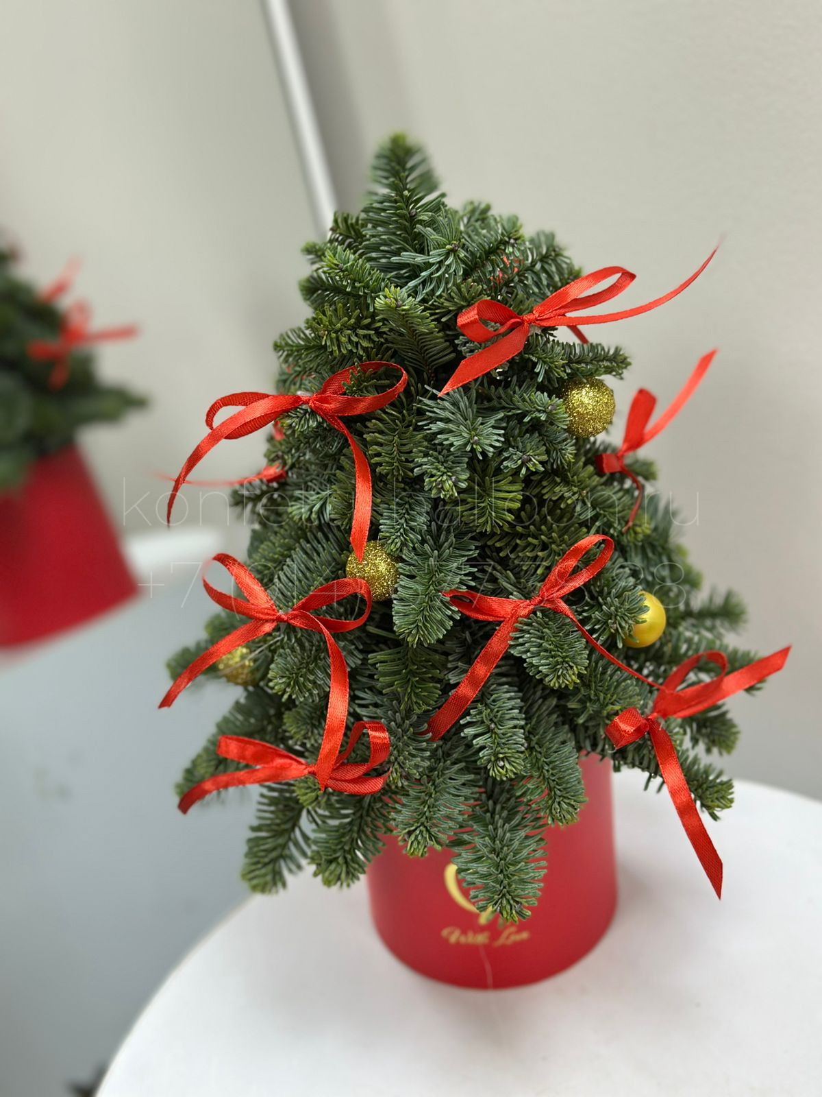 Мини бокс с пихтой Ёлочка в красном цвете