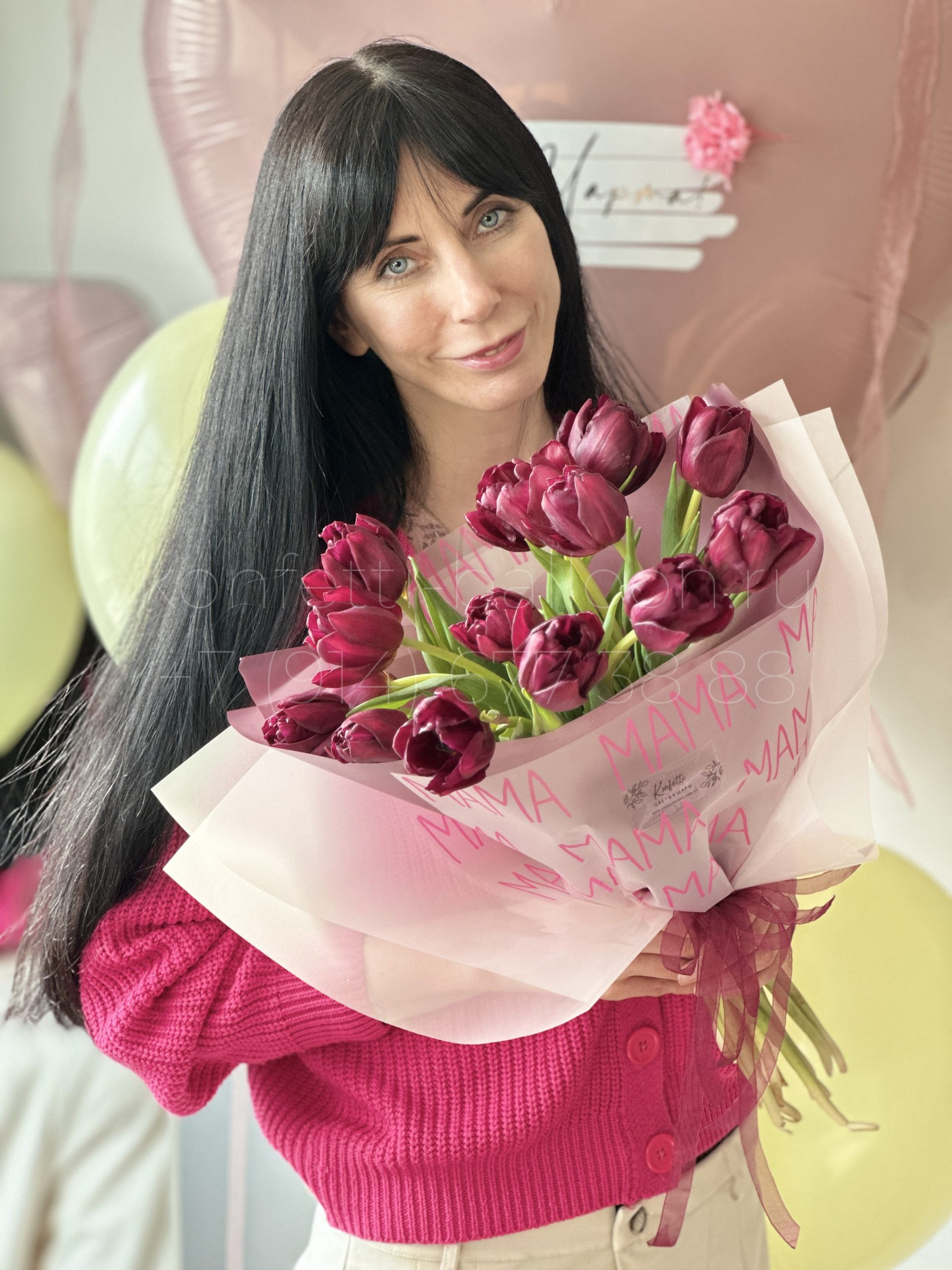 Букет цветов из пионовидных тюльпанов 15 шт