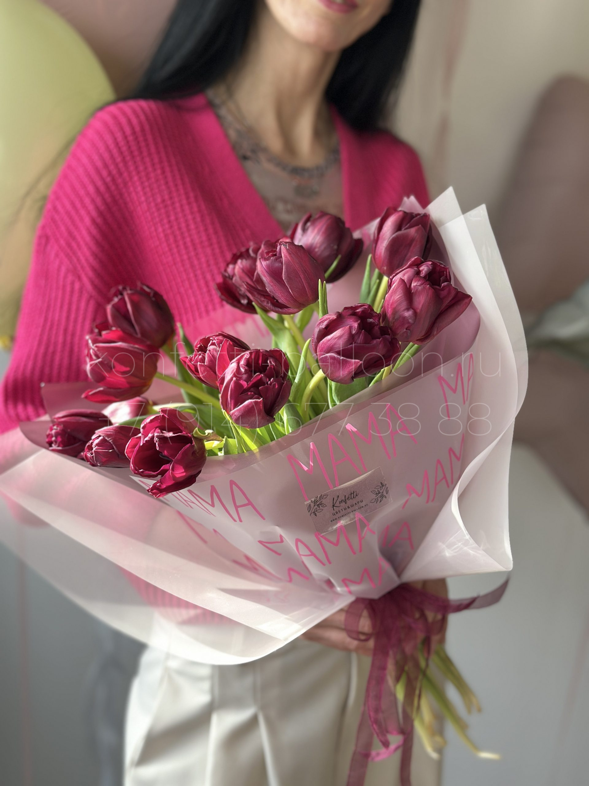 Букет цветов из пионовидных тюльпанов 15 шт